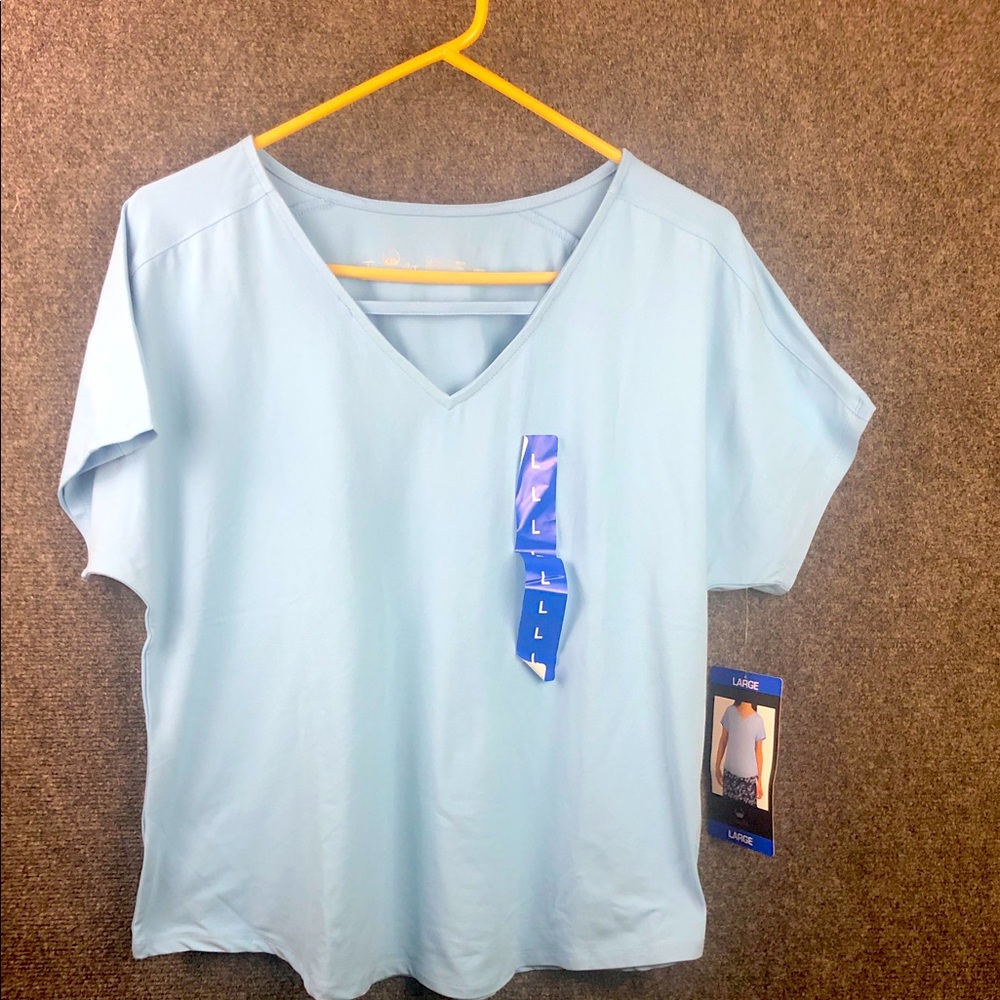 Tranquility women’s large stretchy Light Blue V-Neck Women's Top